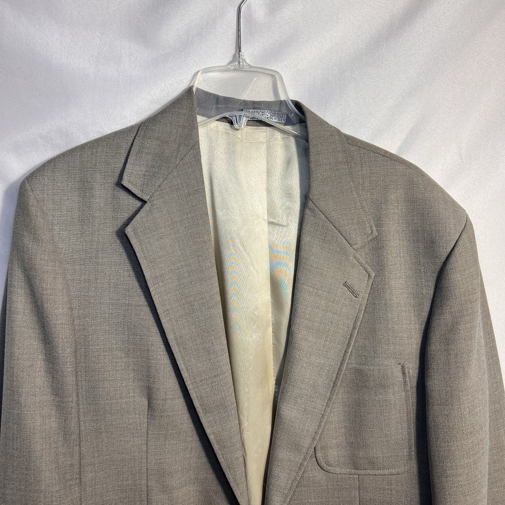 Land's End Men's Sport Coat Blazer Light Brown Sz 44 Regular Wool Blend Pockets - Picture 2 of 7